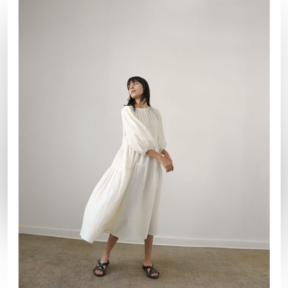 🖤”Zii Ropa” Nella Flowy Black Maxi Dress w/ 3/4 Sleeves and Tie-Back Size M 🖤 - Picture 10 of 11